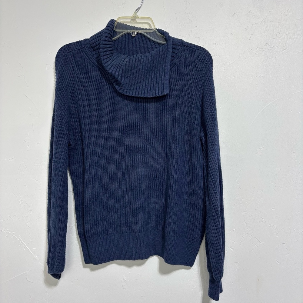 Talbots Women's Medium Blue Sweater Cotton Merino Wool Pullover